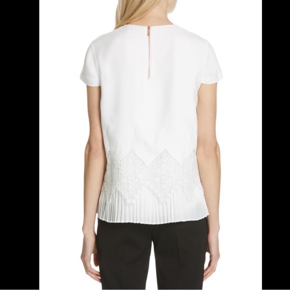 TED BAKER Nardiya Delicate Blouse Top Shirt White Lave Pleated Hem Exposed Zip - Picture 8 of 14